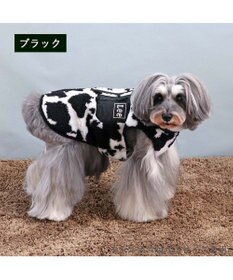 PET PARADISE Lee 背開き ボアベスト 牛柄 《ブラック》 小型犬