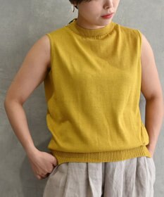 muuc 〈高品質シルク＆スーピマ超長綿〉〈洗えるニット〉ノースリーブボトルネックプルオーバー