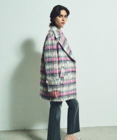 GRACE CONTINENTAL シャギーチェックピーコート