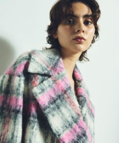 GRACE CONTINENTAL シャギーチェックピーコート