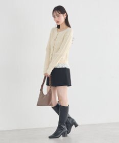 earth music&ecology 【予約】プリーツレイヤーケーブルニットカーディガン