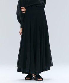 BEIGE， PINE / ウールレイヤードフレアスカート