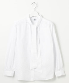 J.PRESS LADIES L 【洗える】RITZ ドビーストライプ ボウタイ ブラウス