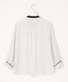 J.PRESS LADIES 【洗える】 バックサテンランダムストライプ バンドカラー ブラウス