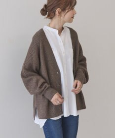 AMERICAN HOLIC バイパチラメ入りＶネック片畦ニットカーディガ