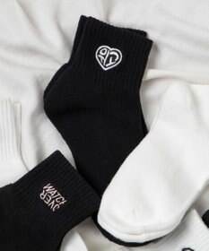 WEGO デザインロゴ刺繍アンクル底パイルソックス
