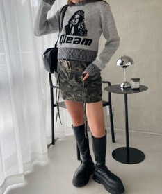 WEGO フラッフィーグラフィックちびニット