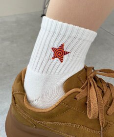 WEGO モチーフ刺繍アンクル底パイルソックス