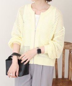 AMERICAN HOLIC 【先行予約】ジップアップメッシュニットカーディガン【WEB限定カラー有り】