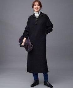 ANY L ハーフジップニットワンピース