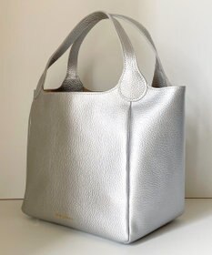 Hekhèr Le Style de Vie 新素材・新色【日本製/セレモニーにも】シュリンクレザー ハンドバッグ medium シルバ－