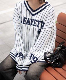 WEGO ベースボールグラフィックプルオーバーニット