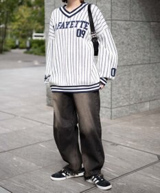 WEGO ベースボールグラフィックプルオーバーニット