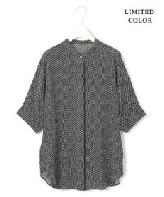 ICB L 【人気のため新色追加・接触冷感・UVケア・速乾・洗える】BackSatinAmunzen 5分袖バンドカラーブラウス