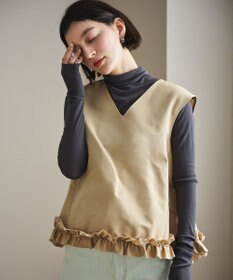 #Newans 【金子綾さんインスタライブご紹介アイテム】〈小柄さんにお勧め〉フリルヘムジレブラウス