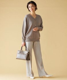 自由区 L 【洗える】ピュアカシミヤVネック ニット