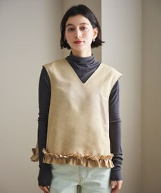 #Newans 【金子綾さんインスタライブご紹介アイテム】〈小柄さんにお勧め〉フリルヘムジレブラウス