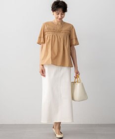 23区 【WEB&一部店舗限定】コットンローン ピンタック フレア ブラウス