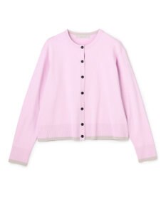 UNFILO マイビューティニット バイカラー カーディガン ライラック×グレージュ