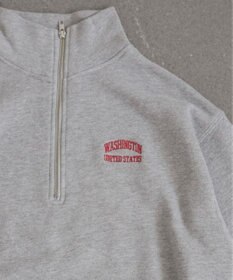 WEGO 【ANGIE VINTAGE】ワンポイント刺繍ハーフZIPスウェットプルオーバー