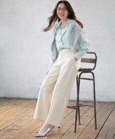 ANY SIS ビューティサーモ2WAYストレッチ ワイドパンツ アイボリー