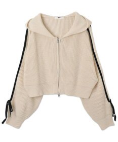 WEGO ラインリボンダブルジップニットパーカー