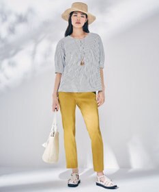 23区 L 【洗える】リネンレーヨンストレッチ テーパード パンツ