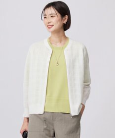J.PRESS LADIES L 【洗える】SHEER JACQUARD ニット ブルゾン