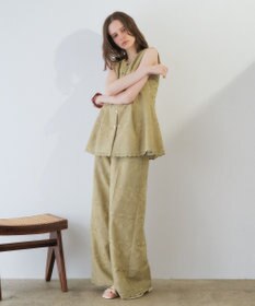 YECCA VECCA 刺繍ワイドパンツ