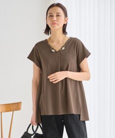 自由区 【XSサイズ~/洗える】ドレーピーポンチフレンチスリーブ カットソー