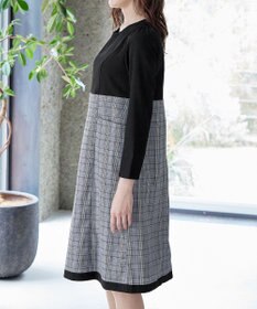 Tiaclasse 【洗える】チェックコンビエンパイアワンピース