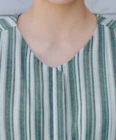 Tiaclasse 【洗える】麻調前開きフレンチワンピース