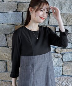 Tiaclasse 【洗える】チェックコンビエンパイアワンピース