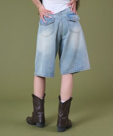 WEGO バックフラップポケットデニムハーフパンツ