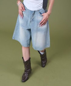 WEGO バックフラップポケットデニムハーフパンツ