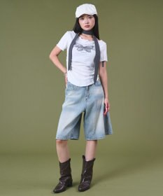 WEGO バックフラップポケットデニムハーフパンツ