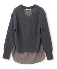 BEIGE， BAMBOO / Vネックニット