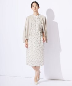 J.PRESS LADIES L 【WEB限定カラーあり・洗える】ラインフラワープリント ワンピース