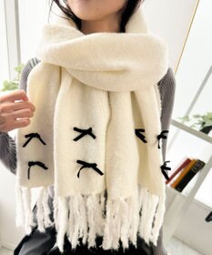 WEGO ベロアリボンニットストール