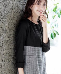 Tiaclasse 【洗える】チェックコンビエンパイアワンピース