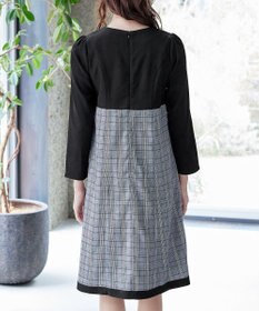 Tiaclasse 【洗える】チェックコンビエンパイアワンピース