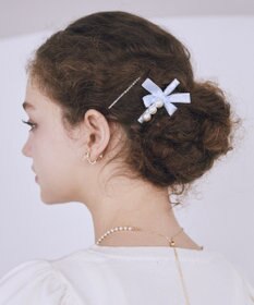 Maison de FLEUR パールサテンリボン２セットピン