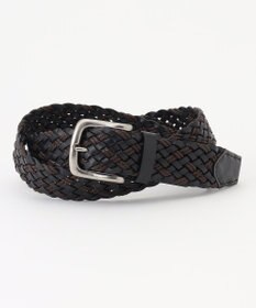 JOSEPH ABBOUD 【イタリア素材/日本製】レザーミックスブレイズ ベルト ダークブラウン系