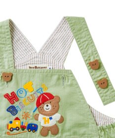 MIKI HOUSE HOT BISCUITS 【70-110cm】 レトロ ロゴ刺繍 オーバーオール