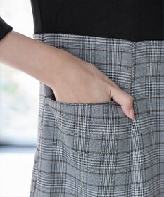 Tiaclasse 【洗える】チェックコンビエンパイアワンピース