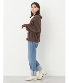 earth music&ecology ミニシャギーパールボタンカーディガン