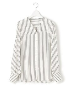 23区 S バックサテンアムンゼン ストライプ プリント ブラウス