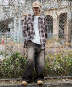 WEGO 【ユニセックス着用ITEM/SMLサイズ展開】オンブレチェックシャツ（LS）