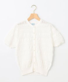 組曲 【WEB限定カラーあり】コットンポリエステル 編み柄カーディガン