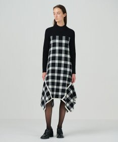GRACE CONTINENTAL チェックイレヘムニットワンピース
